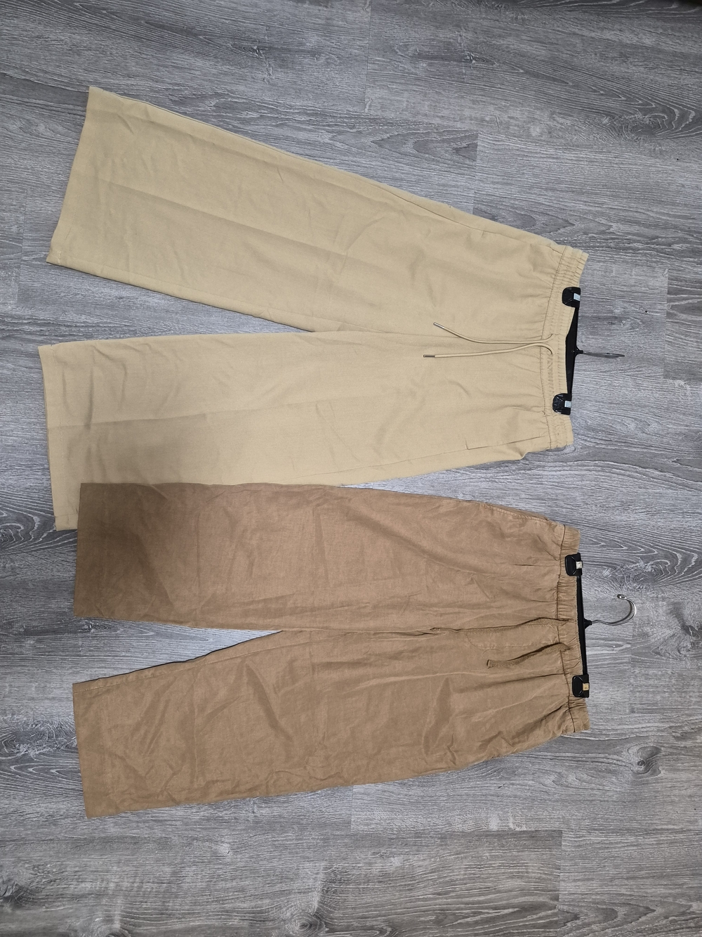 Zara &H&M Wide-Leg Drawstring Trousers in Beige and Brown